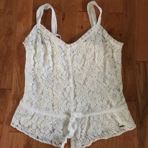All lace button down tank top